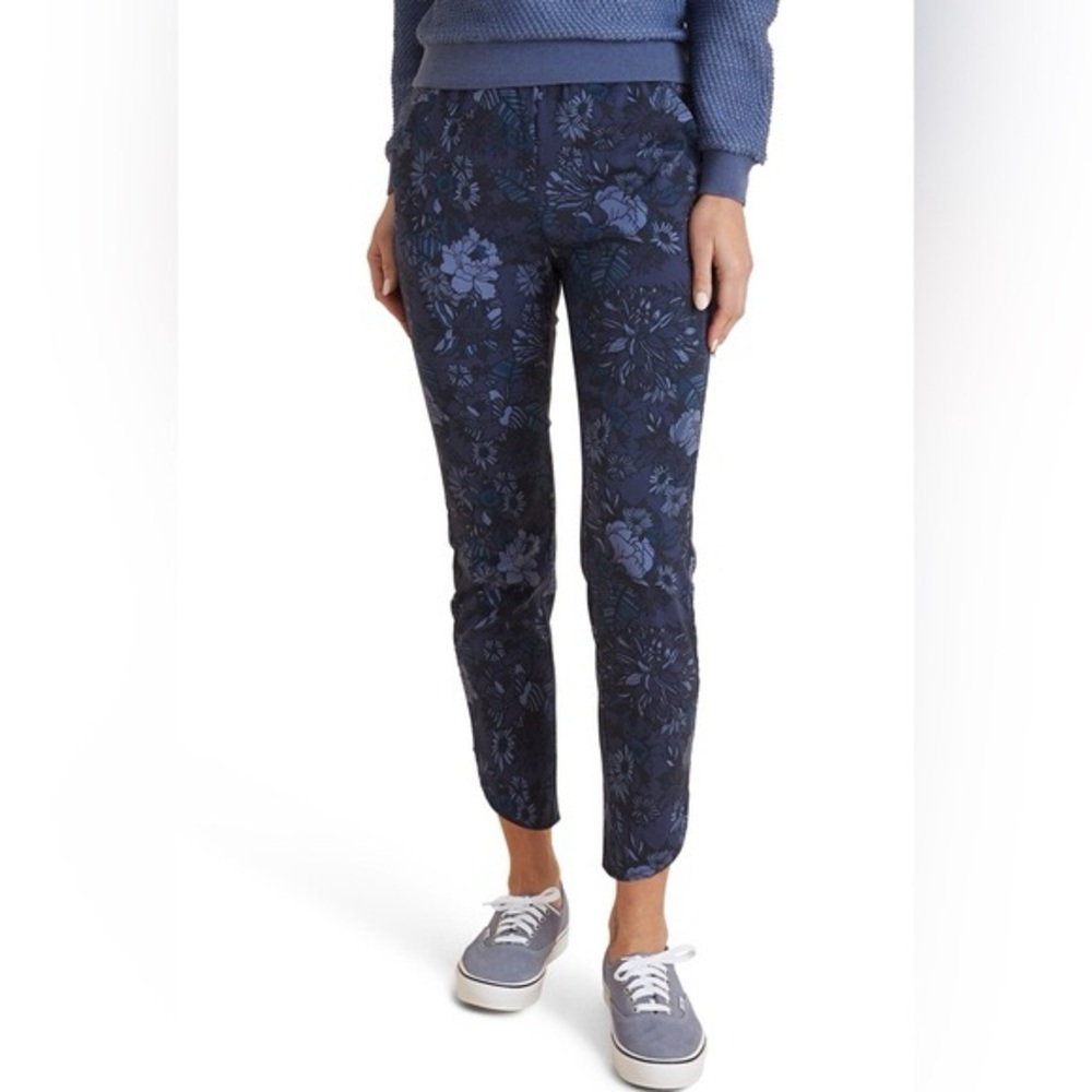 Marine Layer Allison Pants Floral Print Dolphin Hem Women’s S Blue